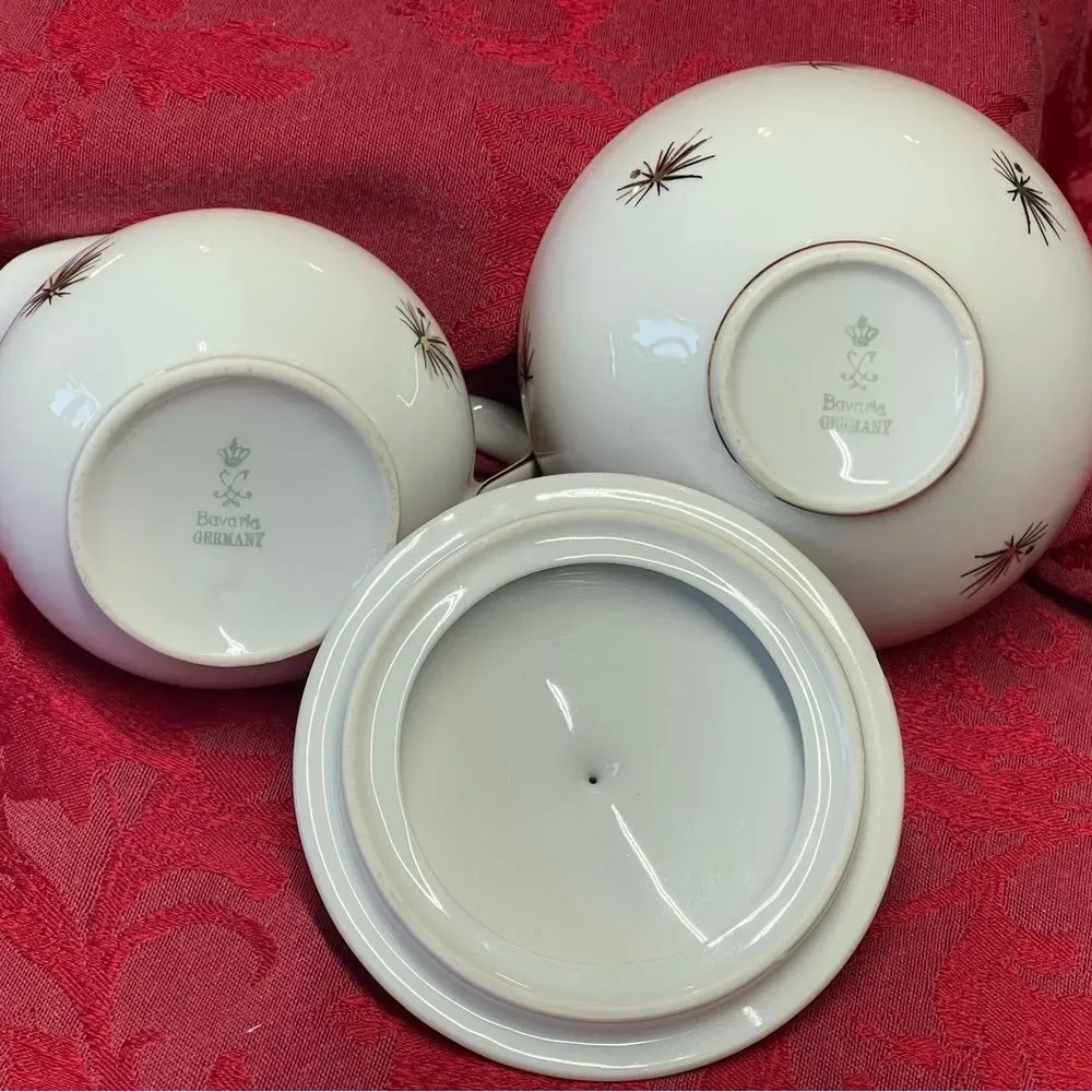 MCM Oscar Schaller & Co. Starburst Creamer and Sugar‎ Bowl with Lid. RARE!